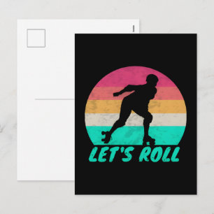 Lets Roll Girls Holiday Postcard