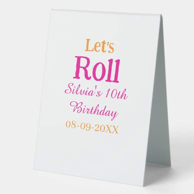 Let's roll happy 10th birthday add name retro pink (Front)