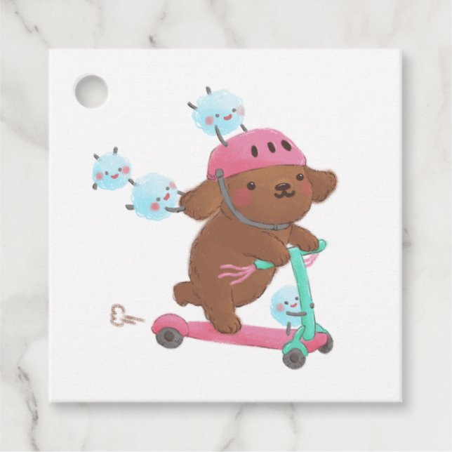 Let's Roll Illustration Favour Tags (Front)