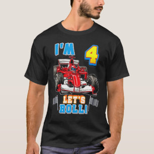 Let's Roll I'm 4th Birthday Boy Kid Race Car 4 Yea T-Shirt