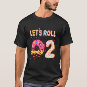 Let's Roll Into 2nd Birthday Cute Cat Doughnut Bi T-Shirt