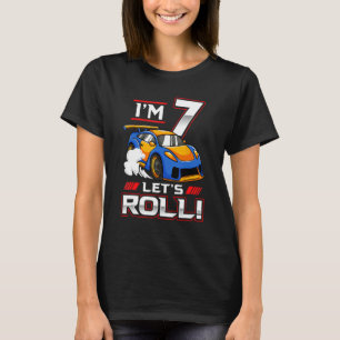 Let's Roll Race Car 7th Birthday 7 Year Old Boy Ra T-Shirt