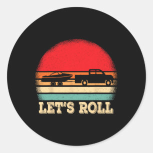Let's Roll Retro Boating Boat Captain  Classic Round Sticker