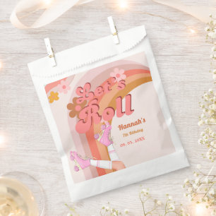 Let's Roll Retro Groovy Roller Skate Birthday Part Favour Bag