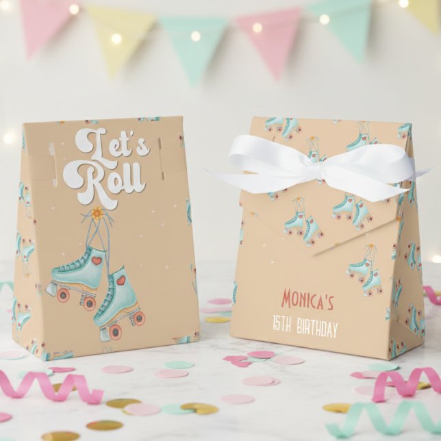 Let's roll retro roller skate birthday party favour box (Creator Uploaded)