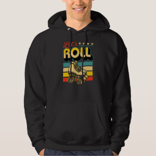 Lets Roll  Retro Vintage Style 70s 80s Roller Skat Hoodie