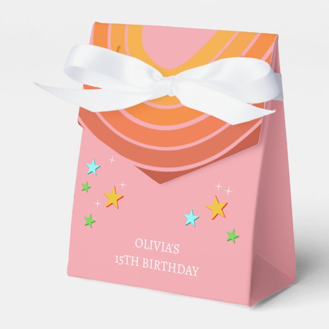 Let's roll roller skate retro rainbow favour box (Front Side)