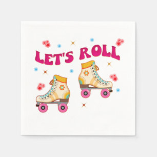 Let's Roll Roller Skate Retro Skater Lovers  Napkin