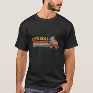 Let's Roll Roller Skates Ring Old School Retro Vin T-Shirt