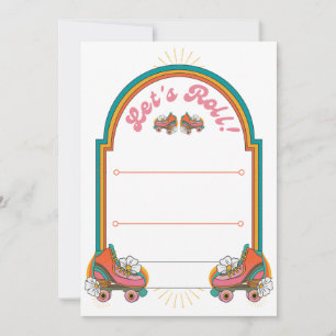 Let's Roll Roller Skating Party Retro Invitation