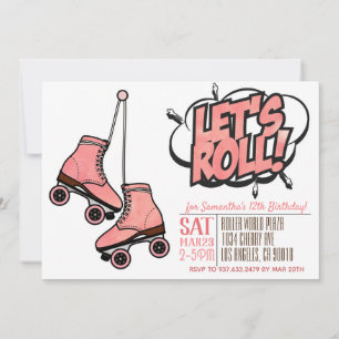 Let's Roll Skating Birthday Invitation