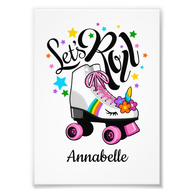 Let's Roll Unicorn Roller skate girl's Photo Print (Front)