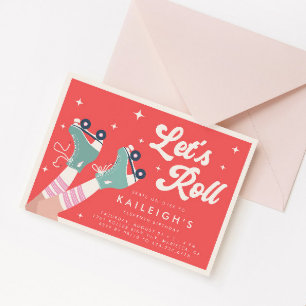 Let's Roll Y2K 90s Roller Rink Girls Birthday Invitation