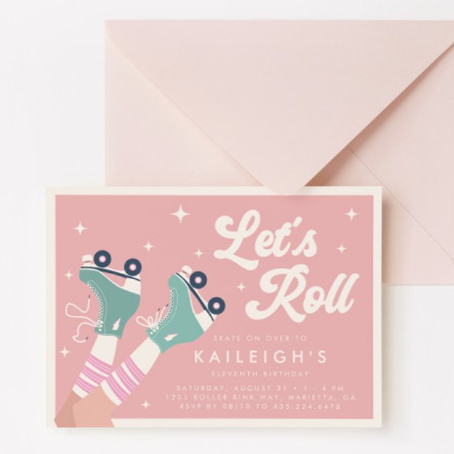 Let's Roll Y2K 90s Roller Rink Girls Birthday Invitation (Creator Uploaded)
