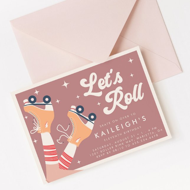 Let's Roll Y2K 90s Roller Skate Girls Birthday Invitation (Creator Uploaded)