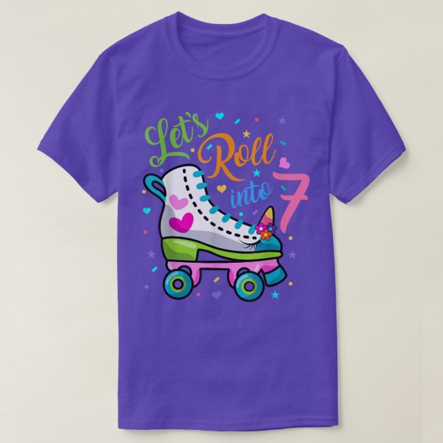 Let's Rolling Into 7 Years Old 7th Birthday Skatin T-Shirt (Design Front)