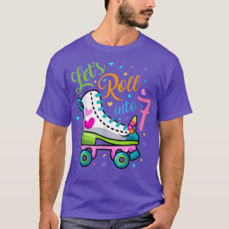 Let's Rolling Into 7 Years Old 7th Birthday Skatin T-Shirt