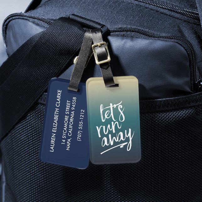 Let's Run Away | Dreamy Blue Ombre Luggage Tag (Creator Uploaded)