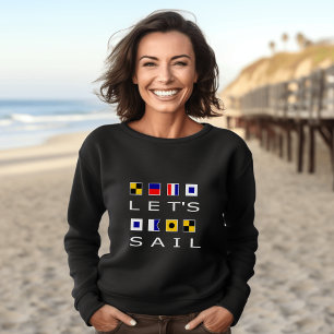 Let's Sail Colourful Nautical Flags Dark Colour Sweatshirt