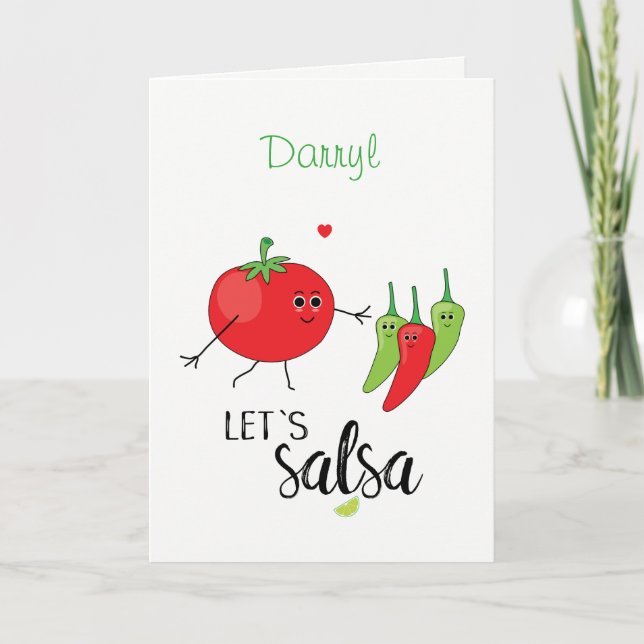 Let's Salsa Tomato and Chiilies Dancers Card (Front)