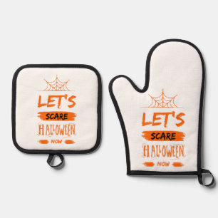 let's scare halloween now oven mitt & pot holder set