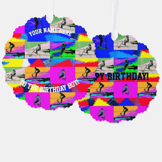 Lets Scoot - Stunt Scooter Rider Tree Decoration Card (Front/Back)