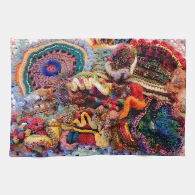 Let's Scrumble Free Form Crochet Design Photo Tea Towel (Horizontal)