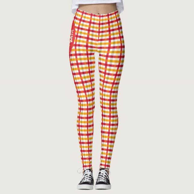 Let's Share a Slice Plaid Leggings (Front)