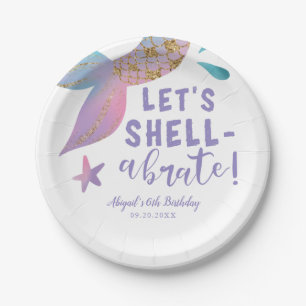 Lets Shell-abreate Magical Mermaid Birthday Party Paper Plate