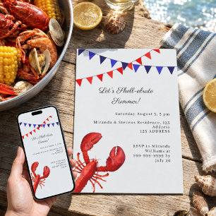 Let's shell-ebrate summer party coastal invitation