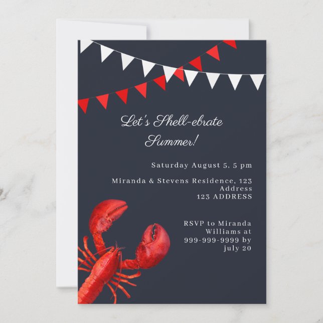 Let's shell-ebrate summer party coastal invitation (Front)