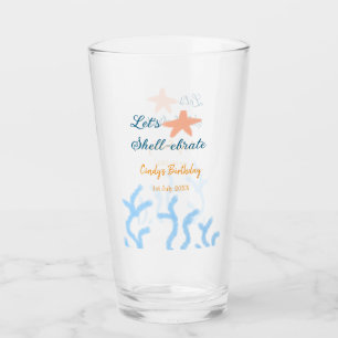 Let's shell-ebrate under the sea blue birthday glass