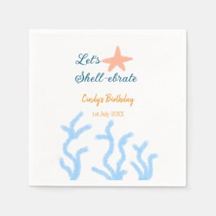 Let's shell-ebrate under the sea blue birthday  napkin
