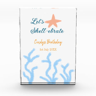 Let's shell-ebrate under the sea blue birthday photo block