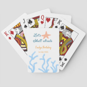 Let's shell-ebrate under the sea blue birthday playing cards