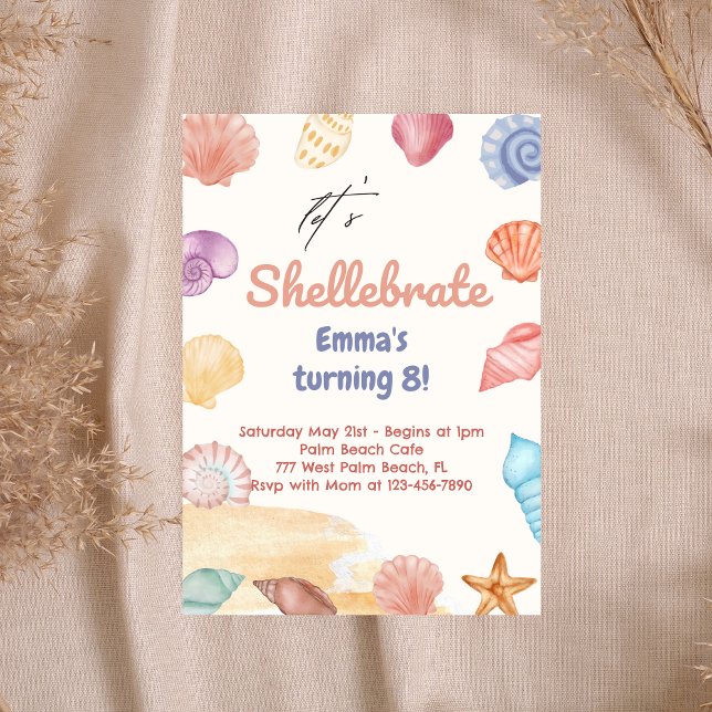 Let's Shellabrate Beach Theme Birthday invitation (Creator Uploaded)