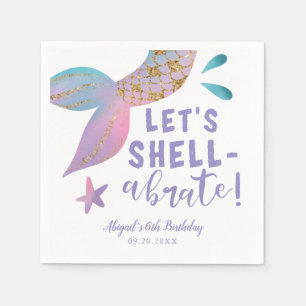 Lets Shellabrate Mermaid Birthday Party Napkin