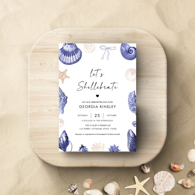 Lets Shellebrate Blue Sea Nautical Boy Baby Shower Invitation (Creator Uploaded)