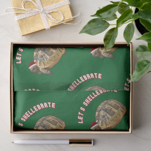 Lets Shellebrate Christmas Tortoise Wearing Santa  Tissue Paper (Gift)
