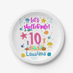 Lets Shellebrate Marine Ocean Under Sea Birthday Paper Plate