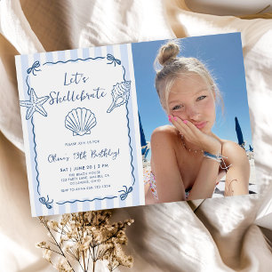 Let's Shellebrate Seashell Birthday Photo Invitation