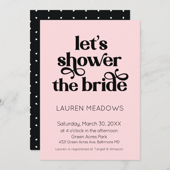 Let's Shower The Bride Typography Invitation (Front/Back)