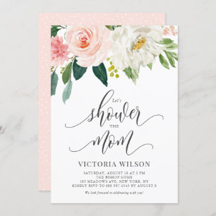 Let's Shower the Mum Blush Pink Floral Baby Shower Invitation
