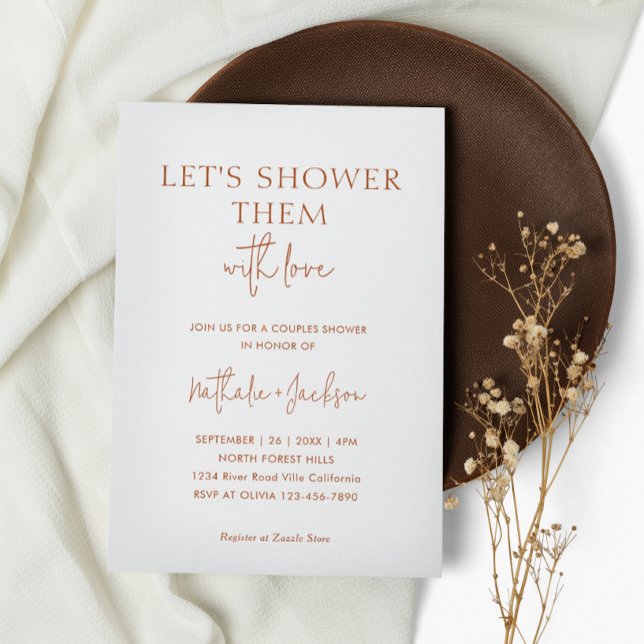 Let's Shower Them Terracotta Couple Shower Bridal Invitation (Creator Uploaded)