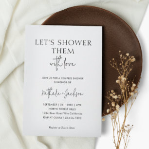 Let's Shower Them With Love Couple Shower Bridal Invitation