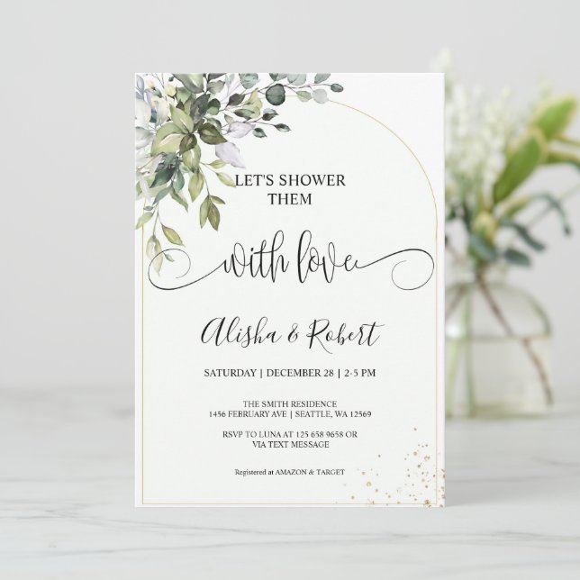  Let's Shower Them With Love Couples Shower invite (Standing Front)