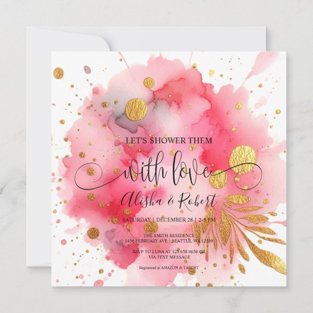  Let's Shower Them With Love Couples Shower invite (Front)