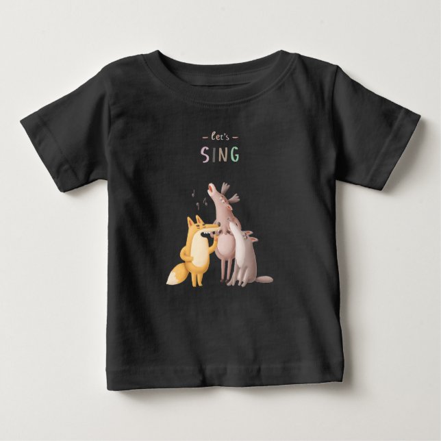 Let's Sing Woodland Animal Acapella Baby T-shirt (Front)