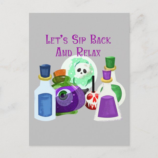 Let's Sip Back And Relax - Halloween Potions Postcard (Front)