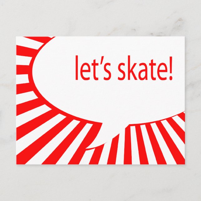 let's skate! cartoon speech bubble postcard (Front)